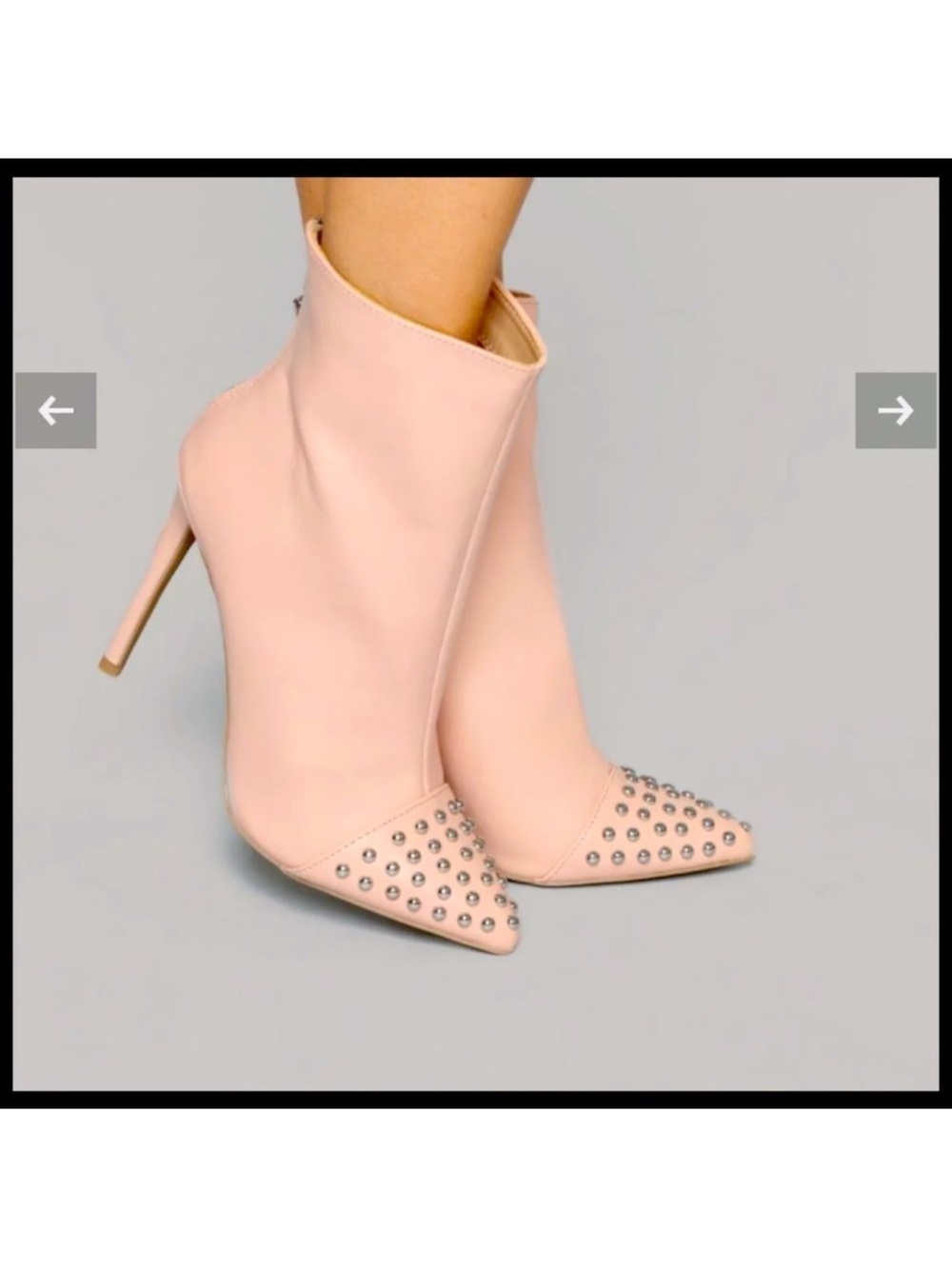 SHEIN Blush Pink Studded Pointed Toe Ankle Booties